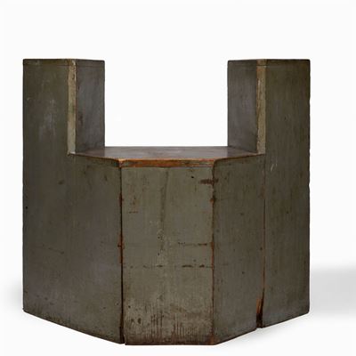 Coppia di Poltrone in Legno Laccato di Forma Geometrica, Inizi Secolo XX