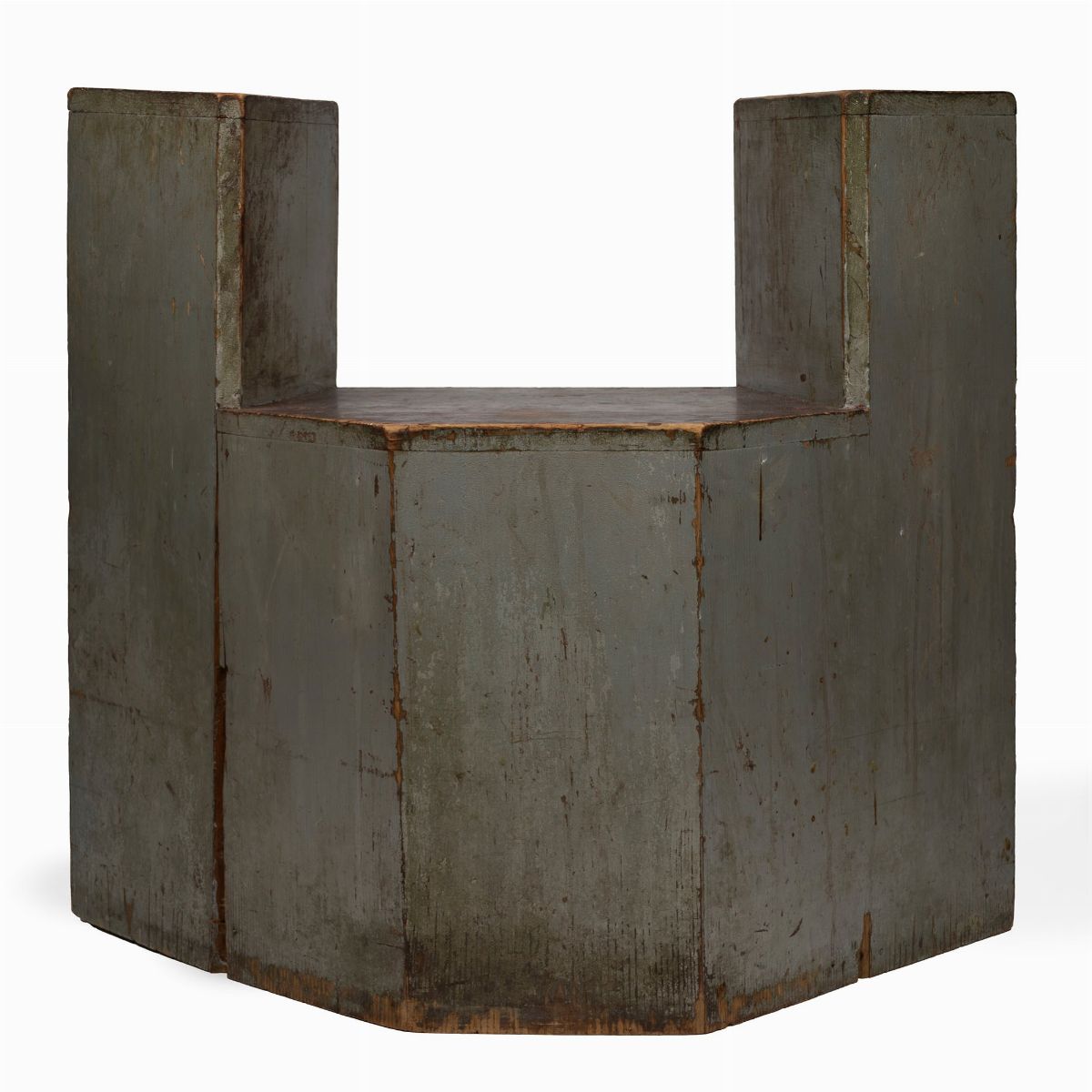 Coppia di Poltrone in Legno Laccato di Forma Geometrica, Inizi Secolo XX
