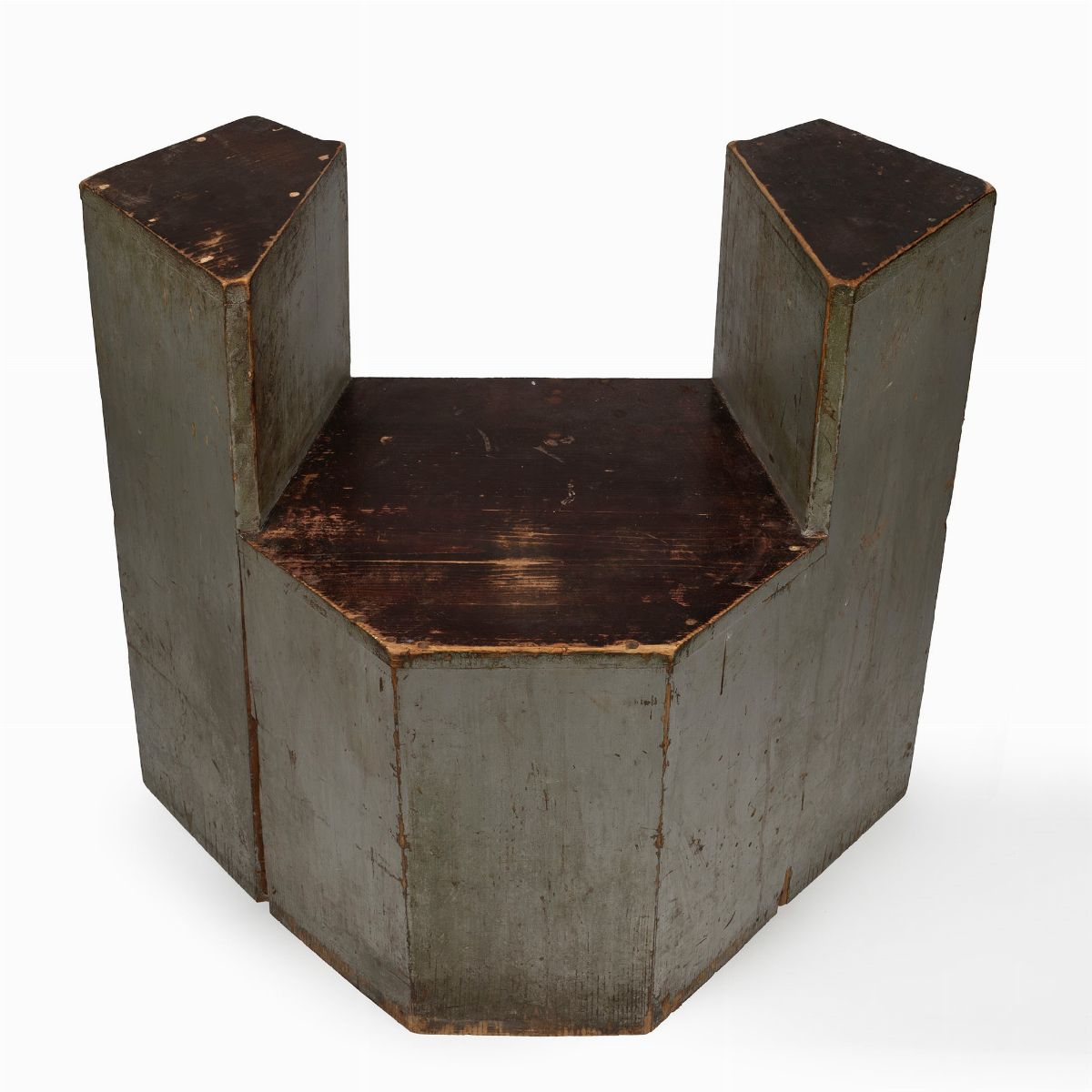 Coppia di Poltrone in Legno Laccato di Forma Geometrica, Inizi Secolo XX