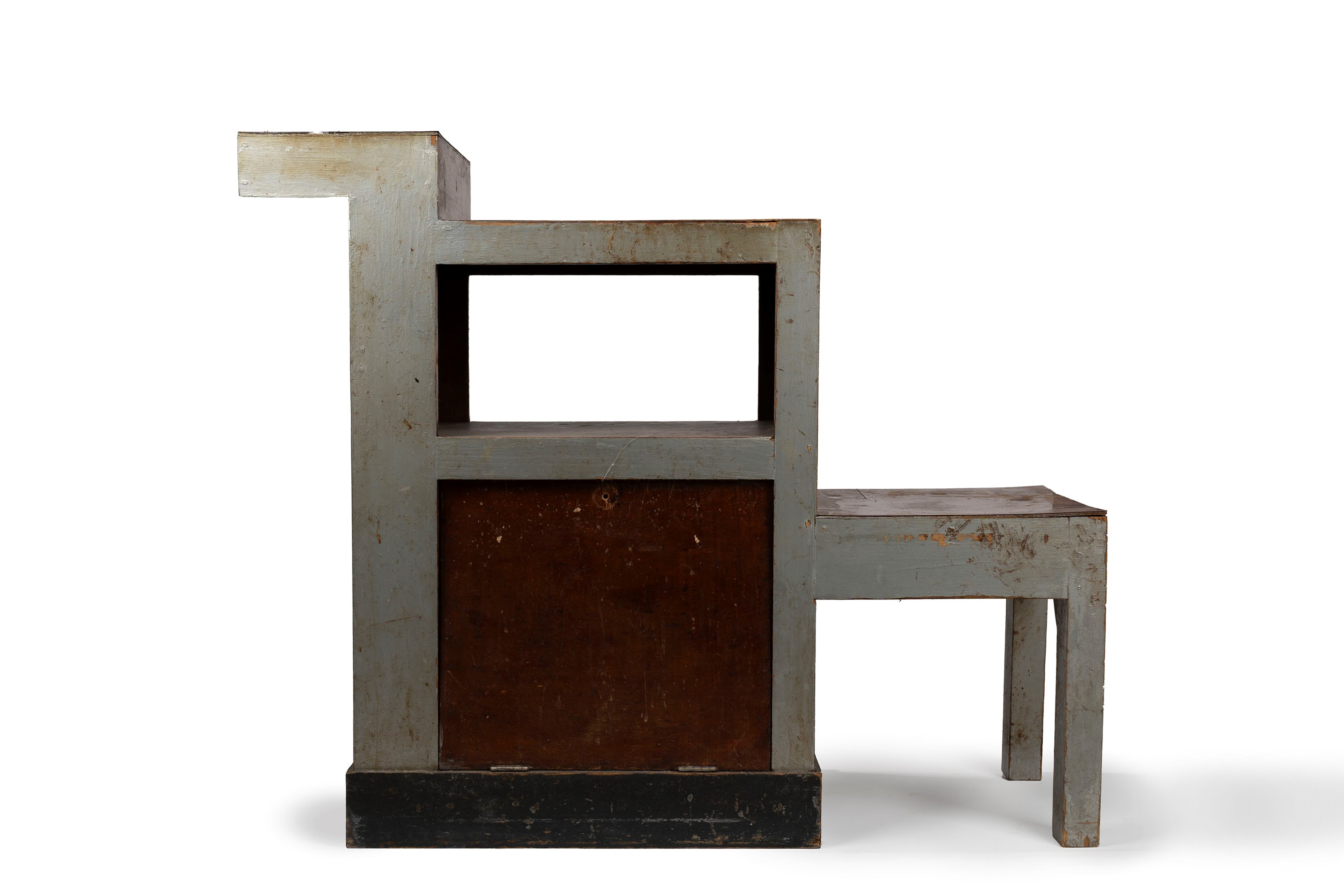 Mobiletto in Legno Laccato di Forma Geometrica, Inizi Secolo XX