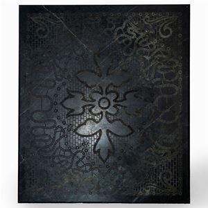 Marble top with engraved decoration with geometric and plant motifs, first half of the 20th century