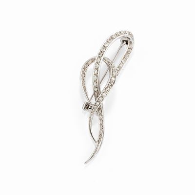 Spilla con diamanti, oro bianco 18k