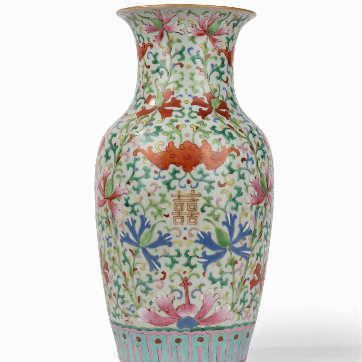 Vaso in Porcellana Policroma, Cina, Fine Secolo XIX-inizi Secolo XX