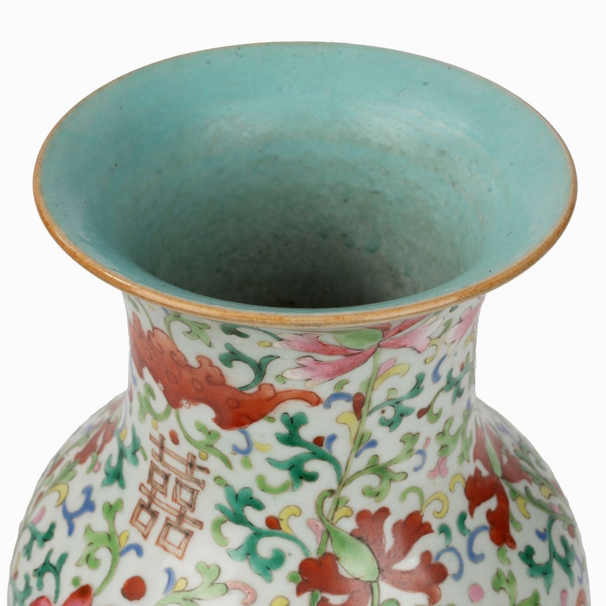 Vaso in Porcellana Policroma, Cina, Fine Secolo XIX-inizi Secolo XX