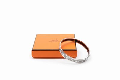 Bracciale bangle Balcons du Guadalquivir, bianco e argento, diametro 6,5 cm
