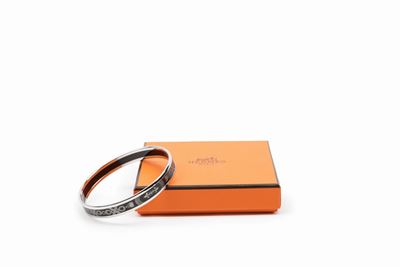 Bracciale bangle Grand Apparat, smalto nero e argento