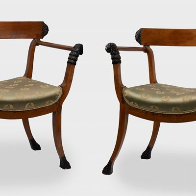 Coppia di Poltroncine in Legno di Ciliegio, Carlo X