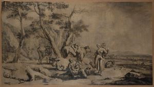Landscape with shepherds and herds at rest