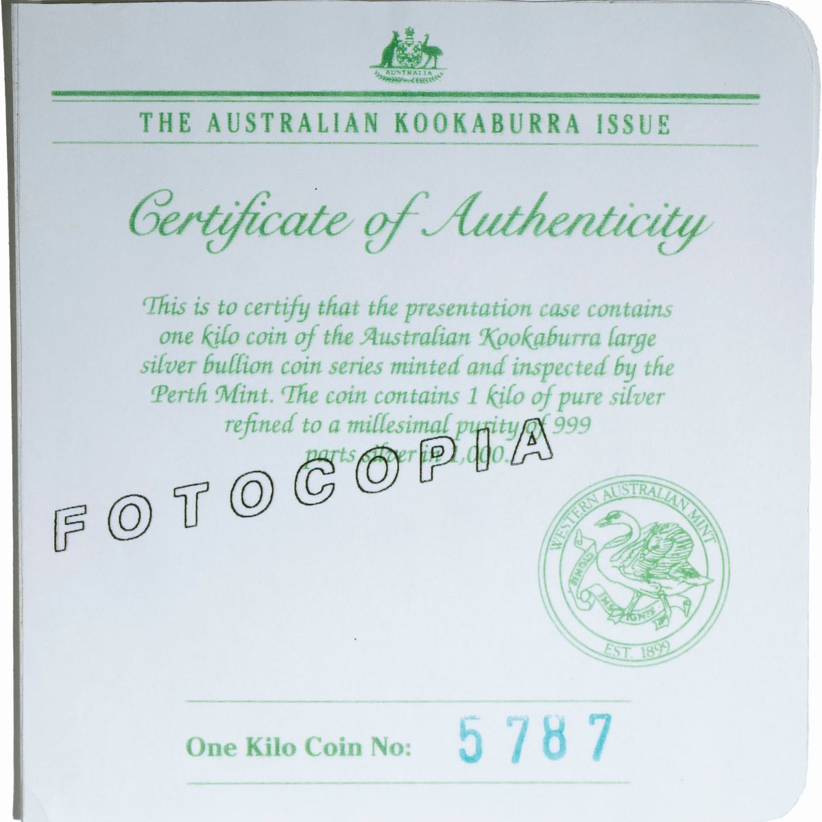 Australia, Elizabeth II, 1952-2022 - Australia, Moneta da 1 kg 'The Australian Kookaburra', 1992