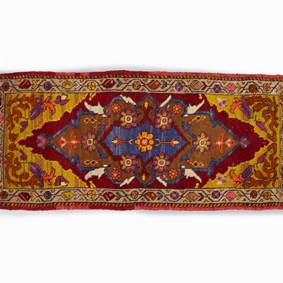 Tappeto Caucasico Shirwan in Lana con Decori in Verde, Viola e Rosso, Inizi Secolo XX