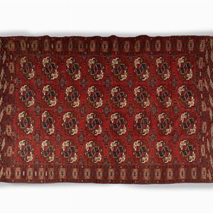 Tappeto nomade Bukhara Tekke rosso a motivi geometrici, secolo XX