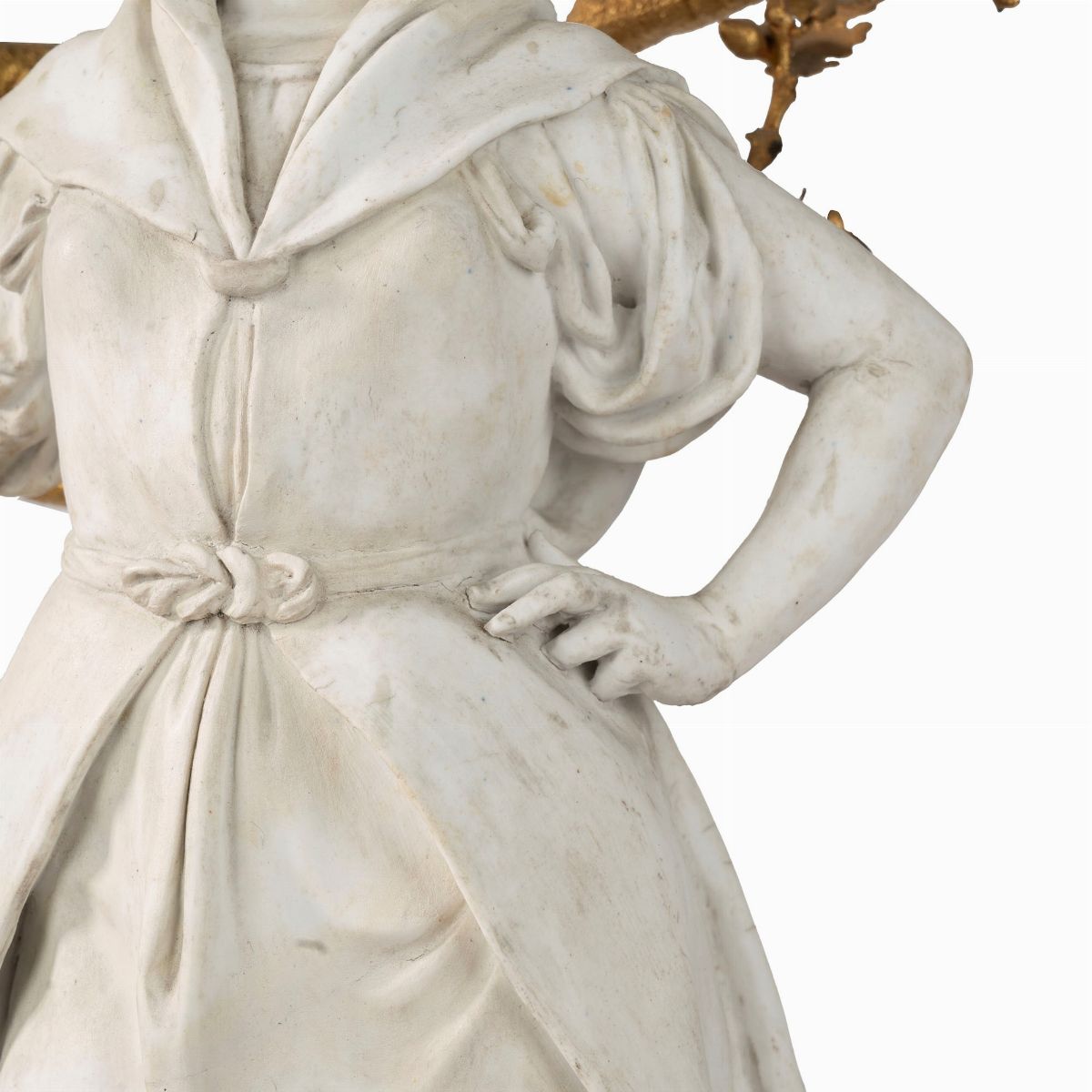 Coppia di Candelieri Impero in Biscuit e Bronzo Dorato Raffiguranti Atena e Onfale, Secolo XIX
