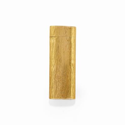 Accendino placcato in oro giallo 18k con decorazione a corteccia
