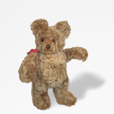 Orso Zotty, peluche con bottone e flag, Germania, anni '60