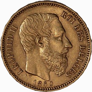 Belgio, LEOPOLD II, 1865-1909 - 20 Franchi