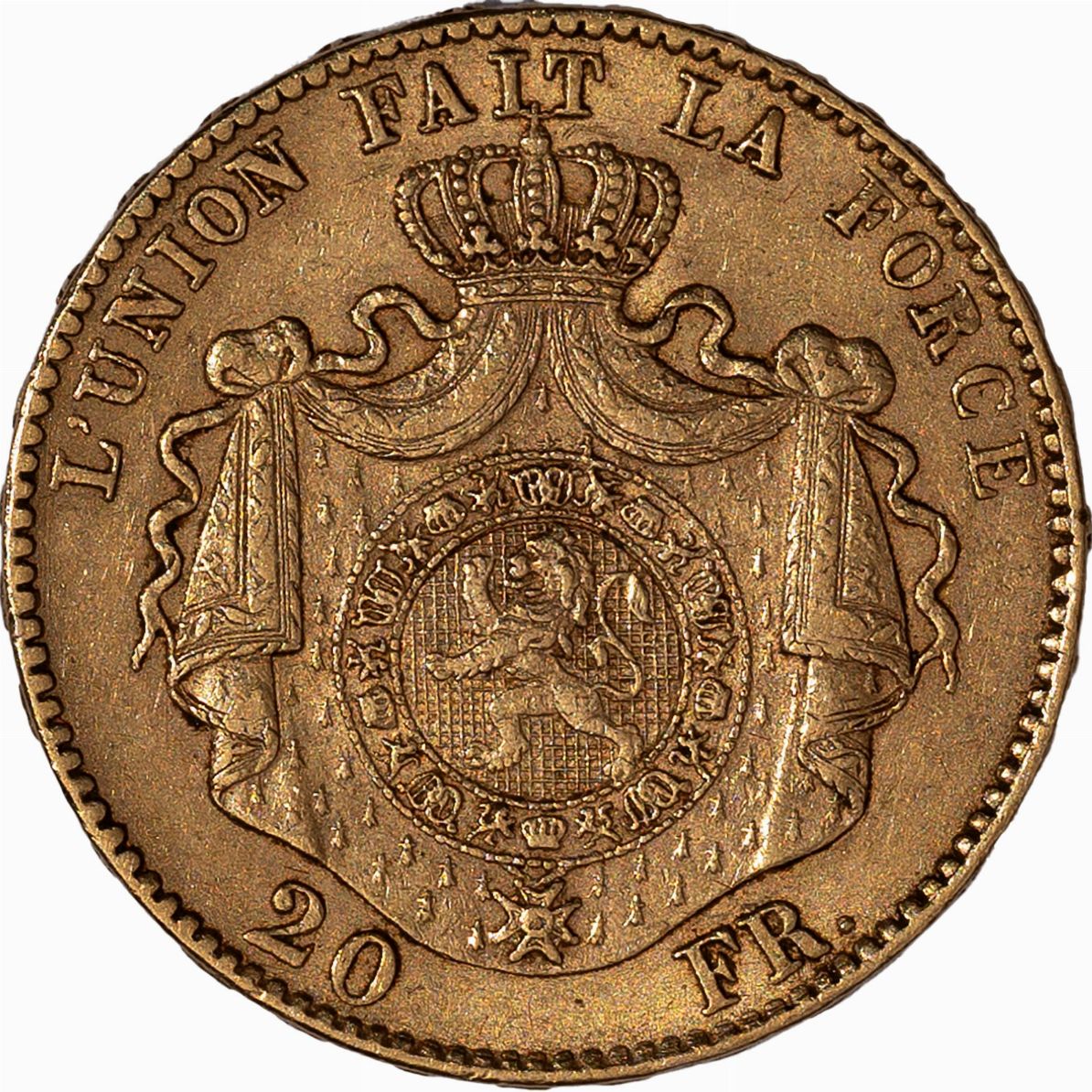 Belgio, Leopold II, 1865-1909 - Belgio, Leopoldo II, 20 Franchi, 1869