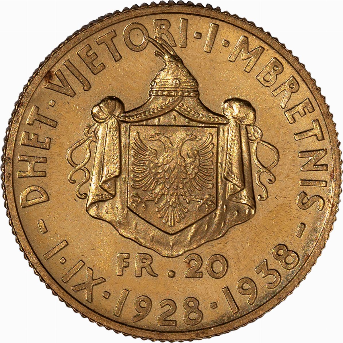 Albania, Amet Zogu, 1925-1939 - Amet Zogu, Moneta commemorativa del decimo anniversario del regno...