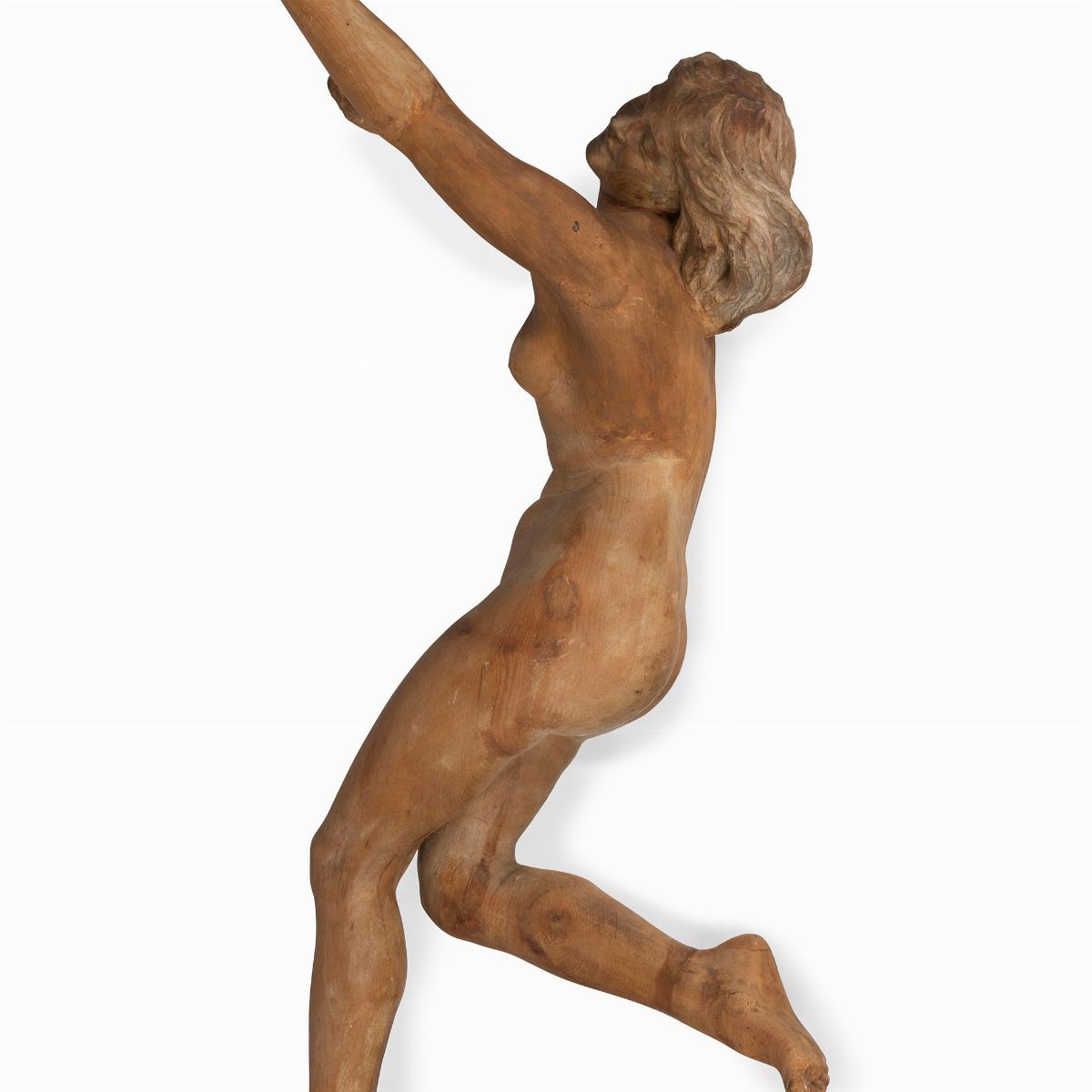 Scultura in Legno Raffigurante Nudo di Donna in Altalena Secolo XX
