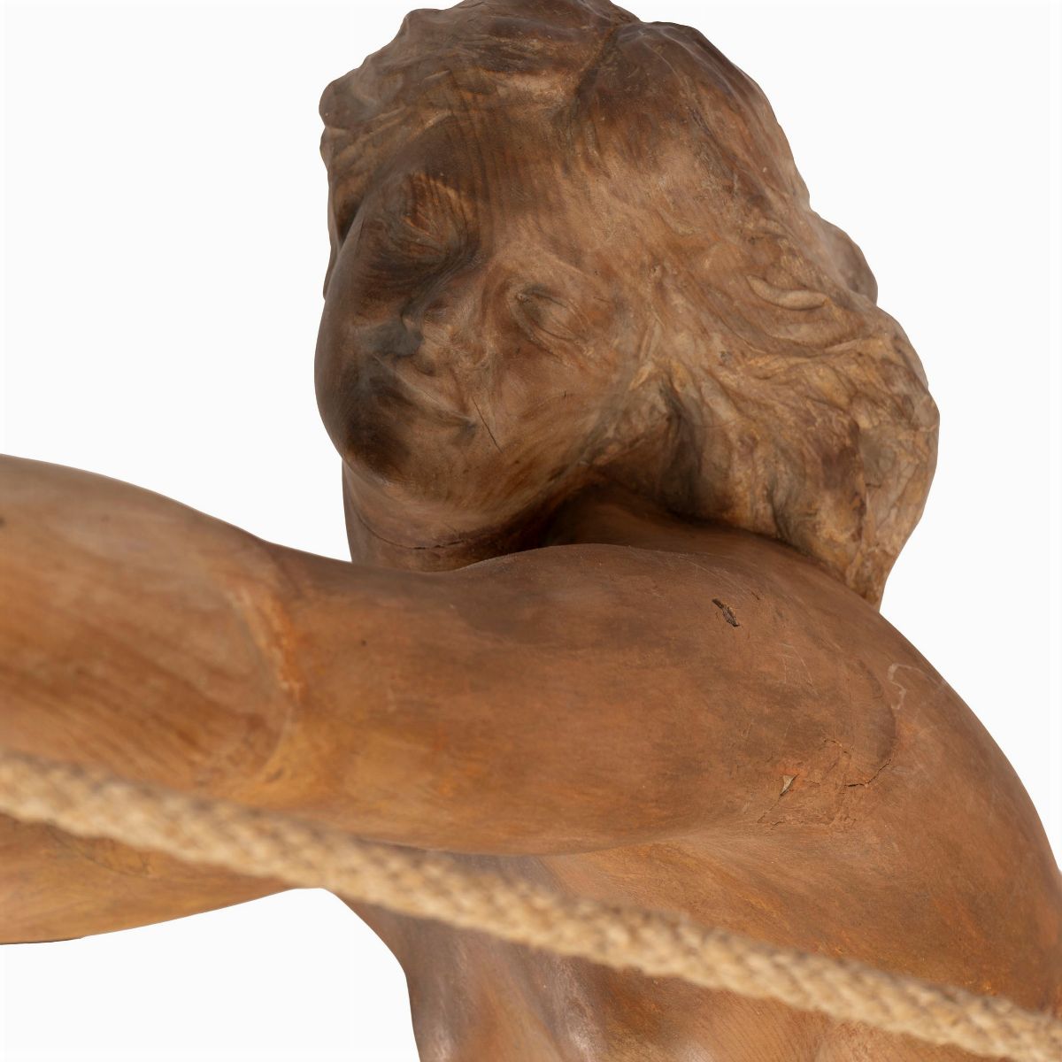 Scultura in Legno Raffigurante Nudo di Donna in Altalena Secolo XX