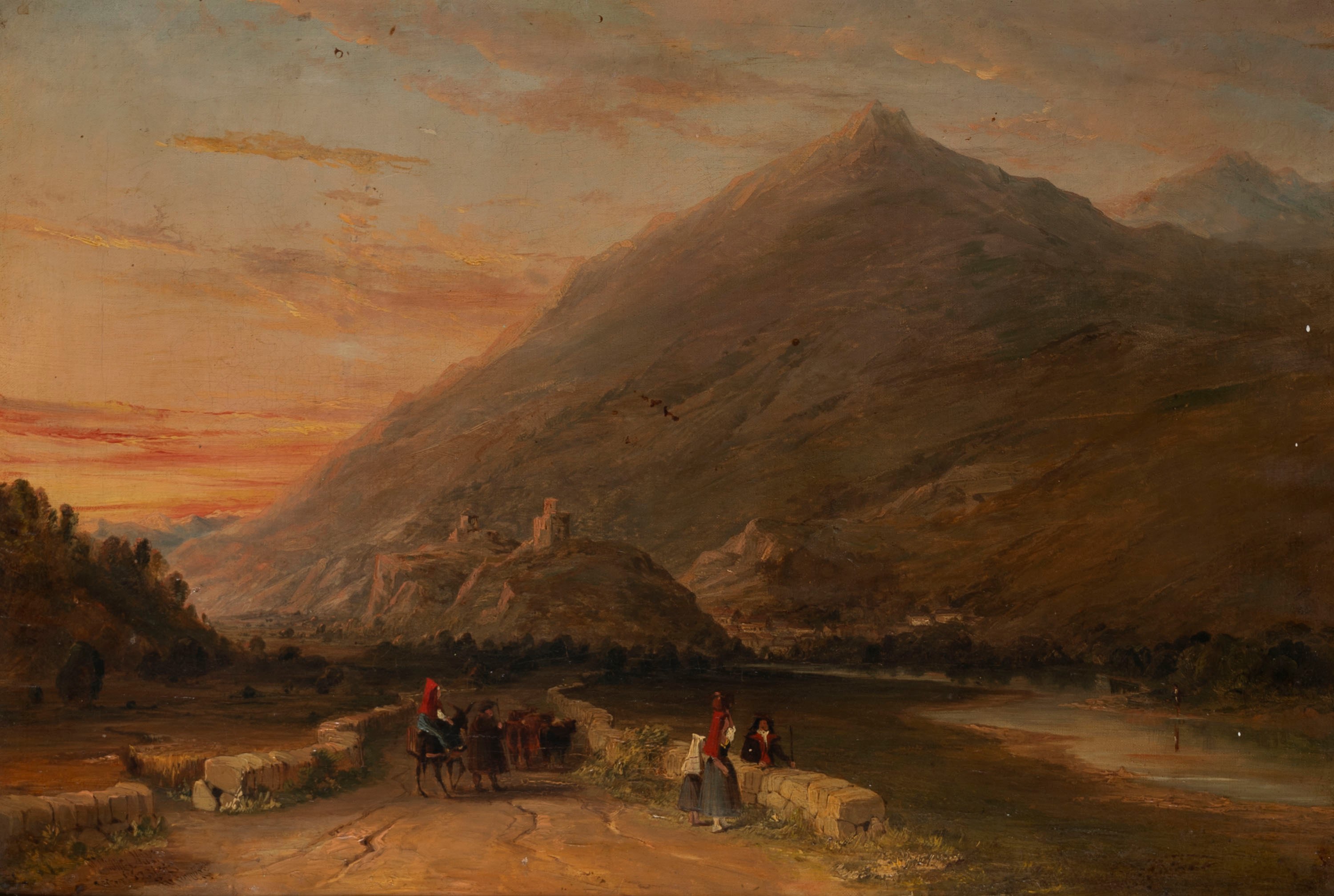 William Oliver - Paesaggio Montano con Viandanti