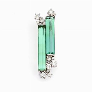 A 18K white gold, diamond and tourmaline pendant-brooch