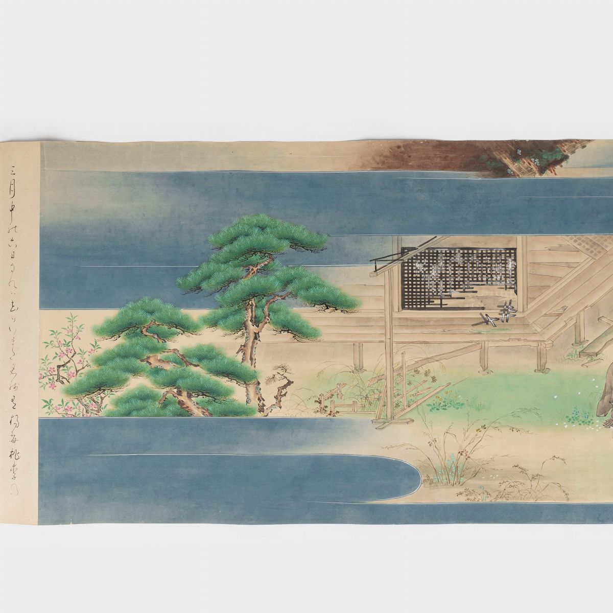 Emakimono Dipinto su Carta Raffigurante Costruzione di un Villaggio, Giappone Periodo Edo