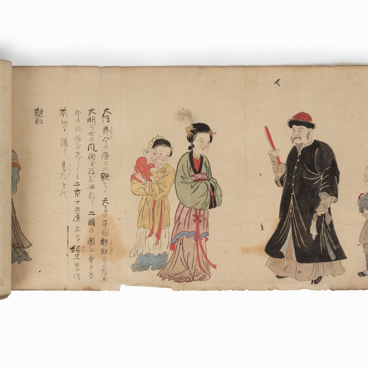 Emakimono Dipinto su Carta Raffigurante Personaggi e Costumi delle Varie Popolazioni del Mondo, G...