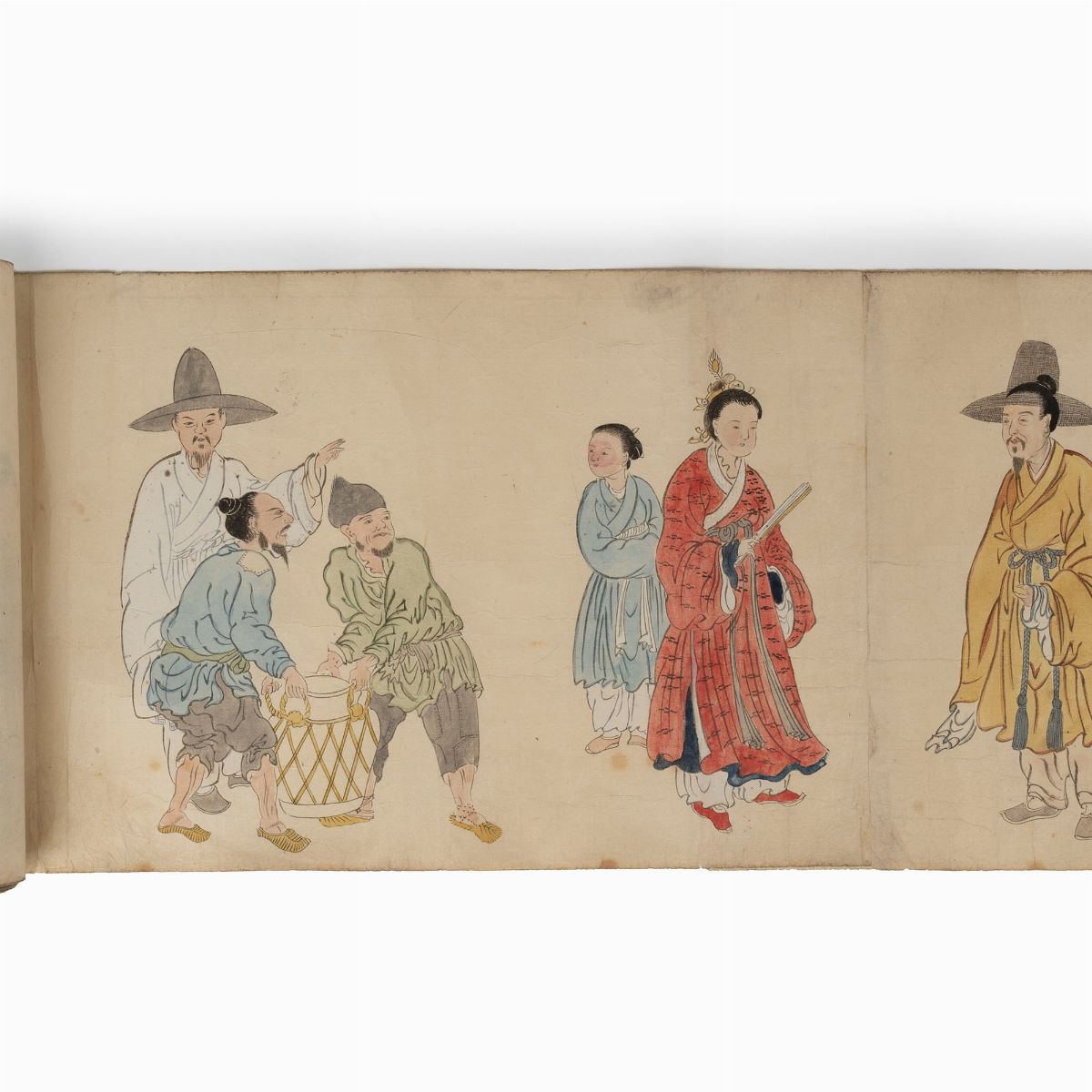 Emakimono Dipinto su Carta Raffigurante Personaggi e Costumi delle Varie Popolazioni del Mondo, G...