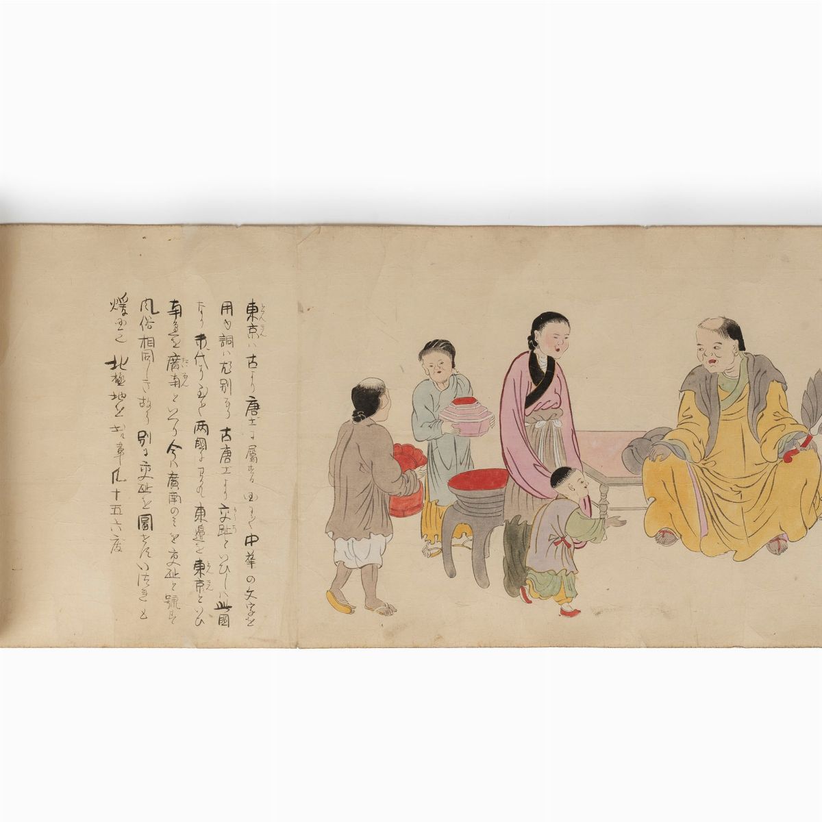 Emakimono Dipinto su Carta Raffigurante Personaggi e Costumi delle Varie Popolazioni del Mondo, G...