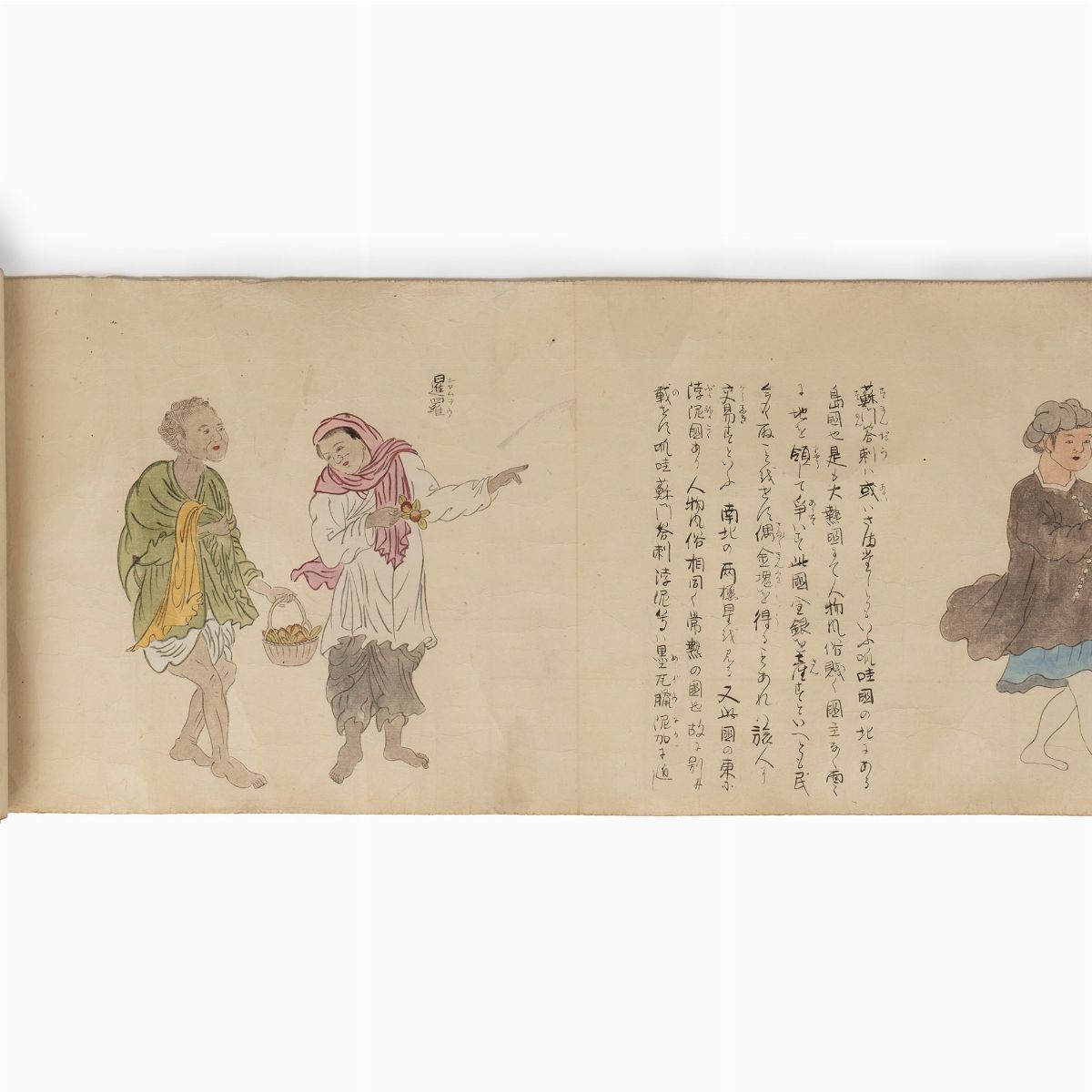 Emakimono Dipinto su Carta Raffigurante Personaggi e Costumi delle Varie Popolazioni del Mondo, G...