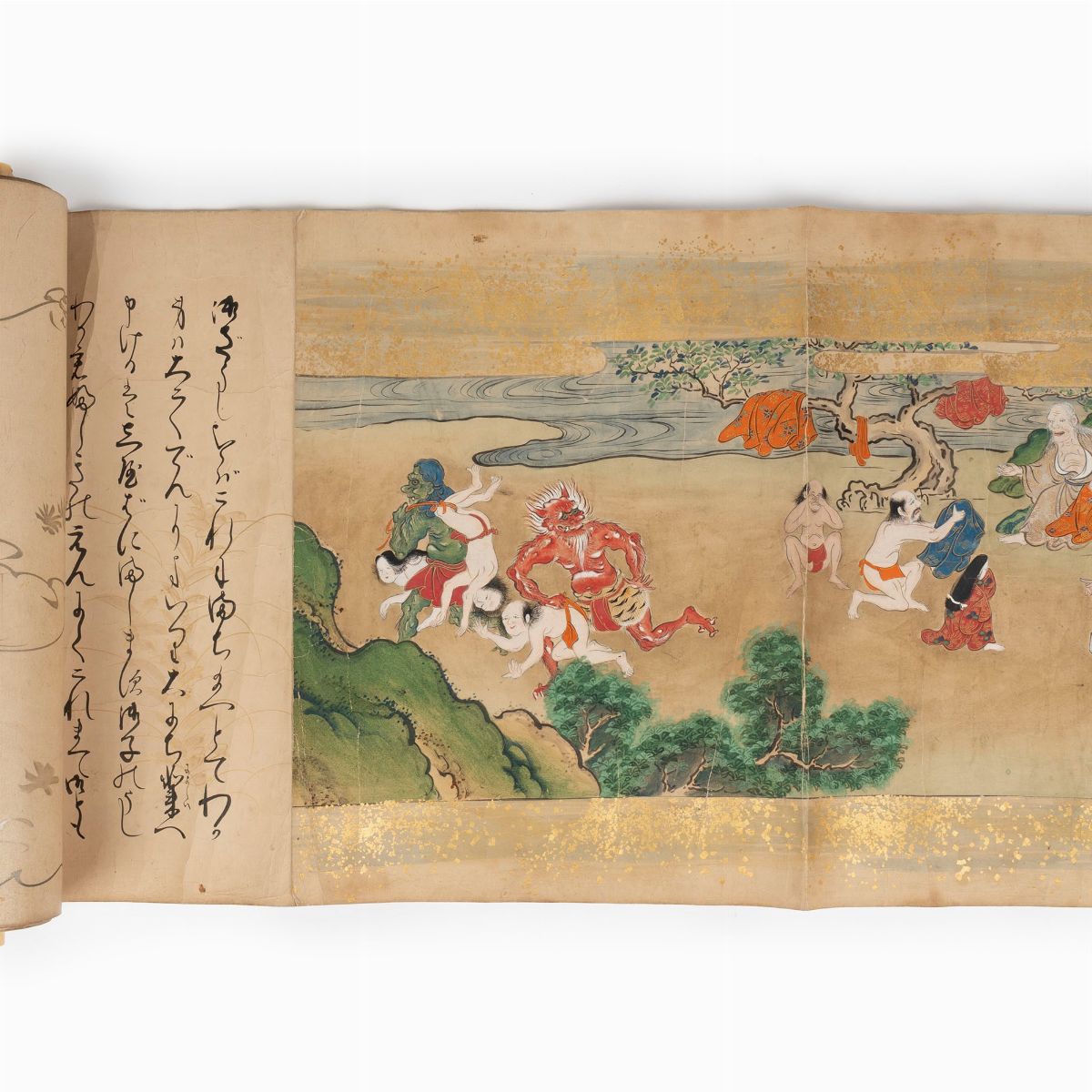 Emakimono Dipinto su Carta Raffigurante Racconto di Iniziazione, Giappone Periodo Edo