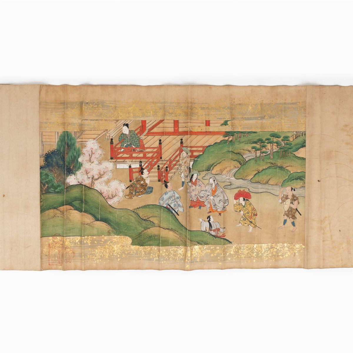 Emakimono Dipinto su Carta Raffigurante Racconto di Iniziazione, Giappone Periodo Edo