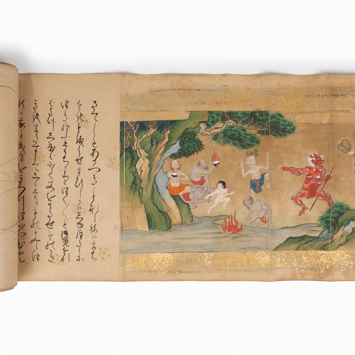 Emakimono Dipinto su Carta Raffigurante Racconto di Iniziazione, Giappone Periodo Edo