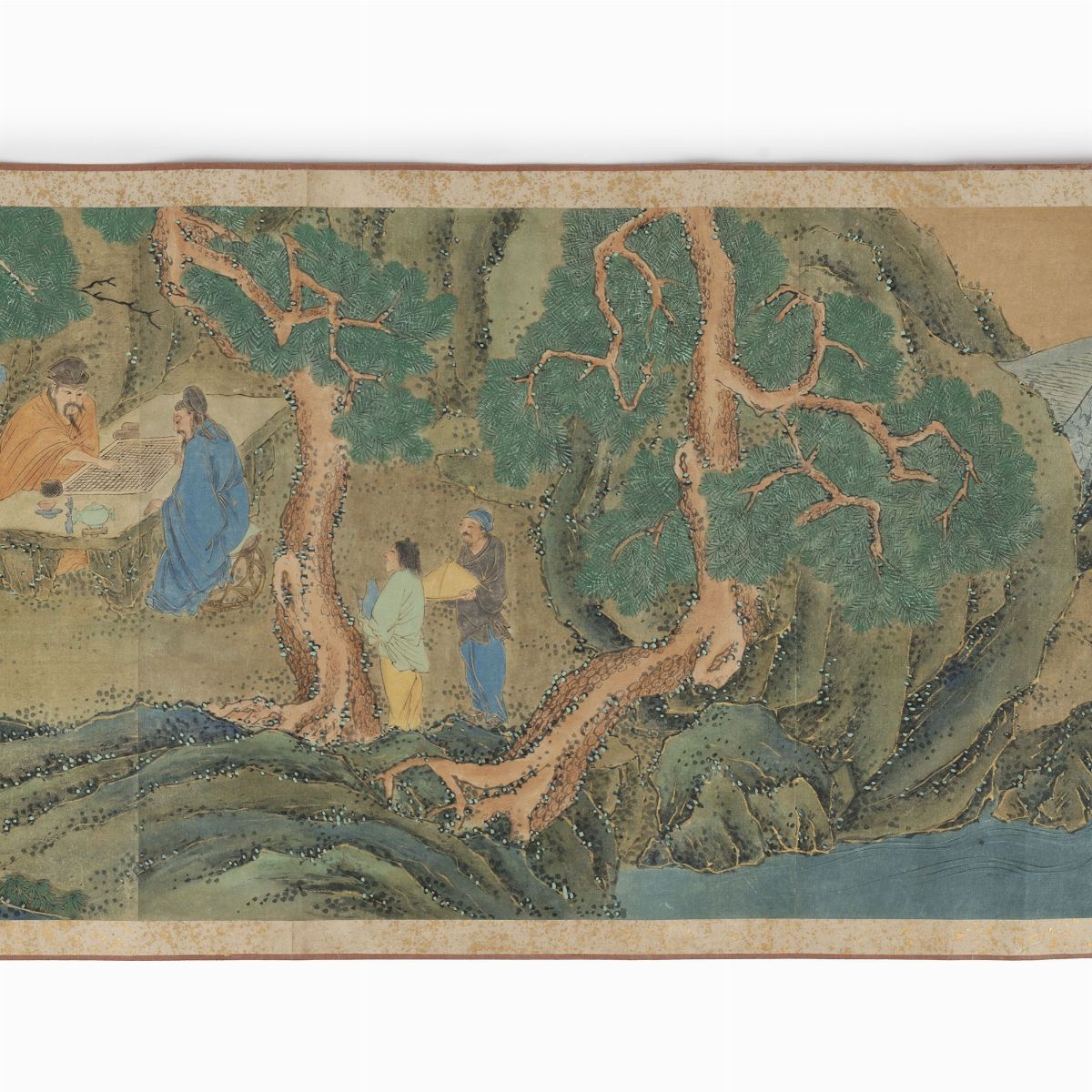 Emakimono Dipinto su Carta Raffigurante Paesaggio Fluviale, Giappone Periodo Edo