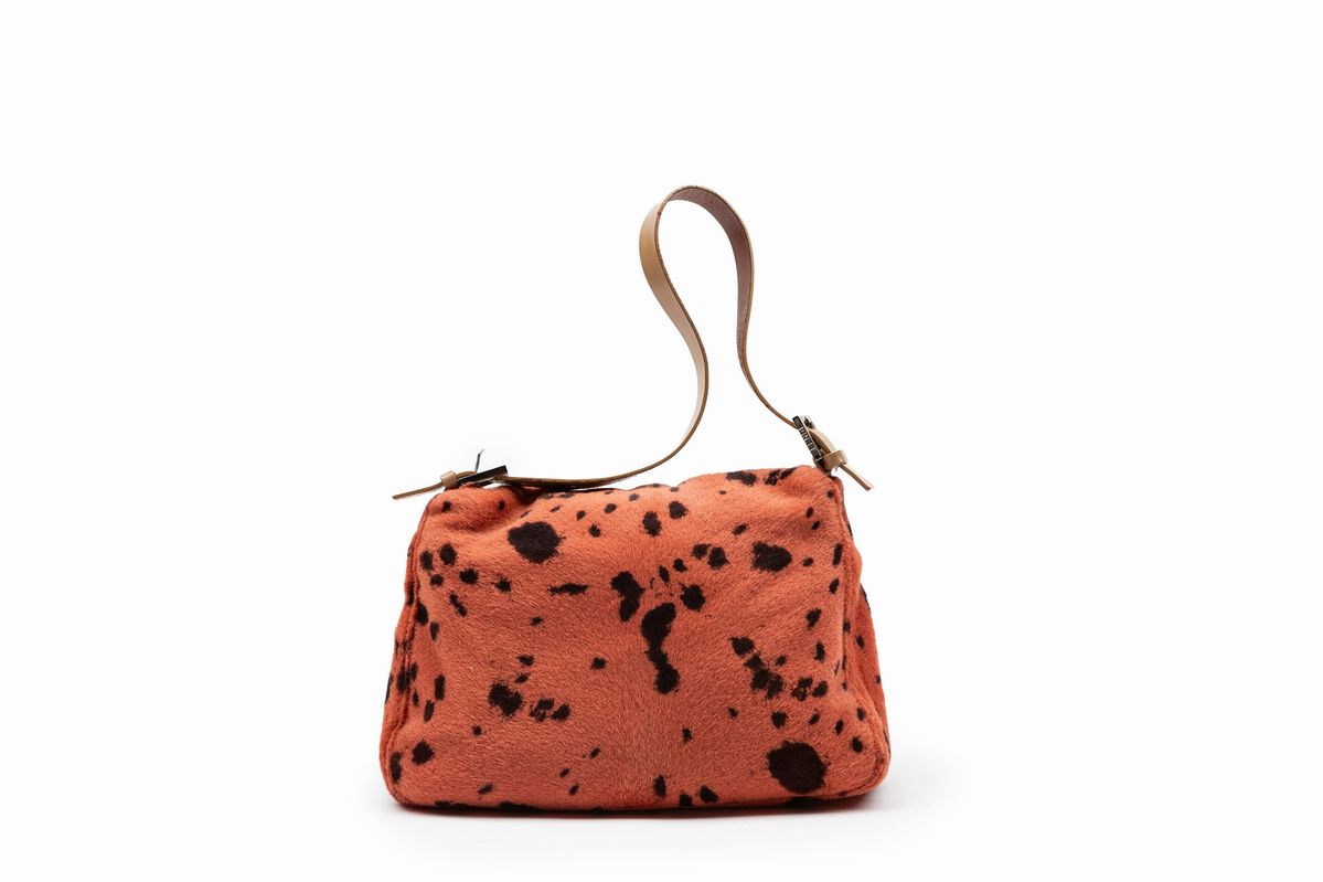 Fendi - Borsa in cavallino maculato color salmone con tracolla in pelle