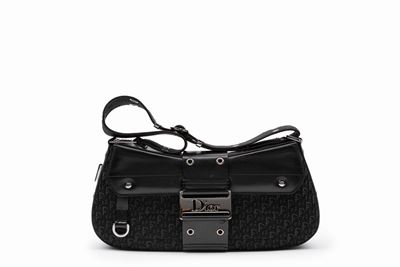 Borsa Street Chic in tessuto nero logato con tracolla regolabile