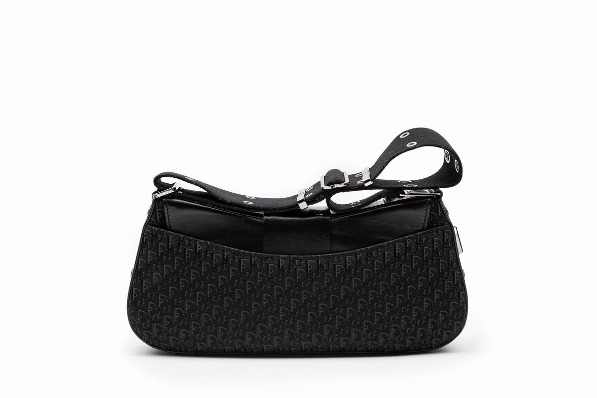 Dior - Borsa Street Chic in tessuto nero logato con tracolla regolabile