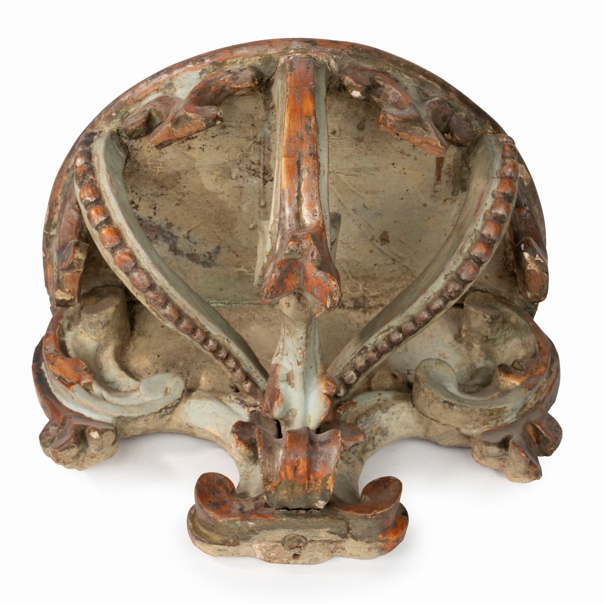 Mensola in Legno Laccato e Argentato a Forma di Corona, Secolo XVIII