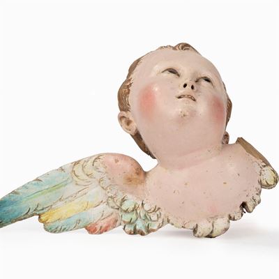 Coppia di Cherubini in Legno Laccato. Secolo XVIII