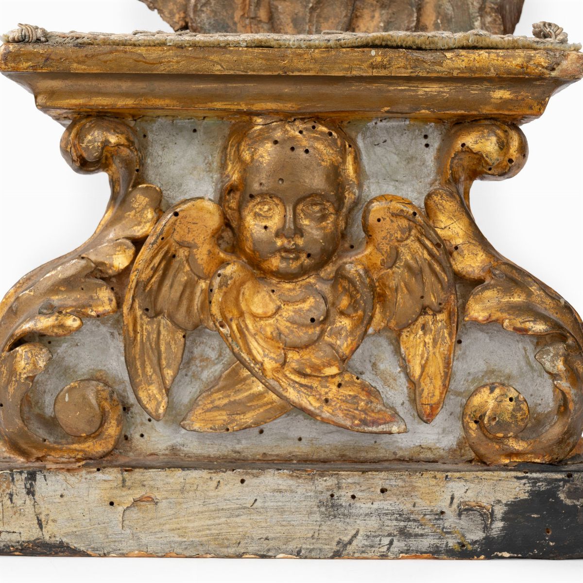 Testa di Cherubino in Legno, Montata su Mensola in Legno Laccato e Dorato, Secoli XVII - XVIII