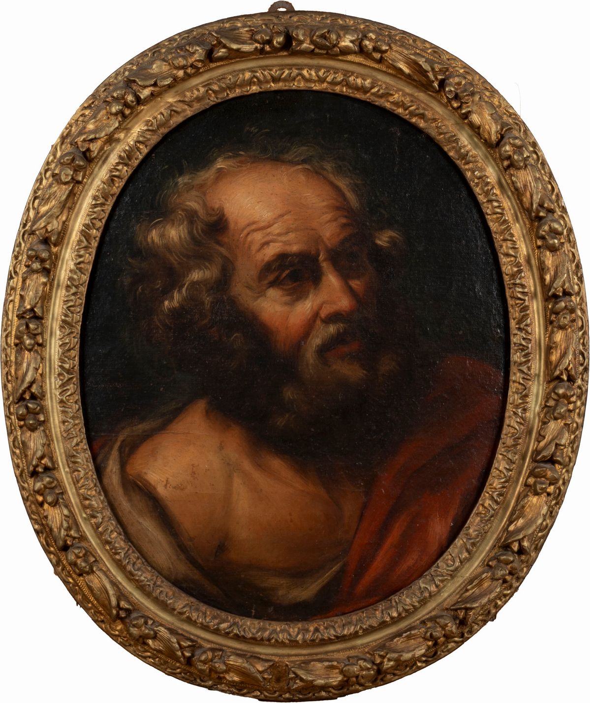 Scuola Emiliana, Secolo XVII - San Girolamo, olio su tela in ovale