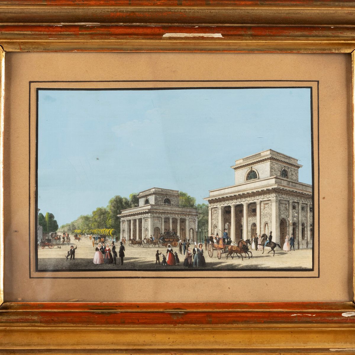 Stampa Acquerellata a Mano, su Disegno di Federico Lose (dresda 1776-milano 1833), Raffigurante P...