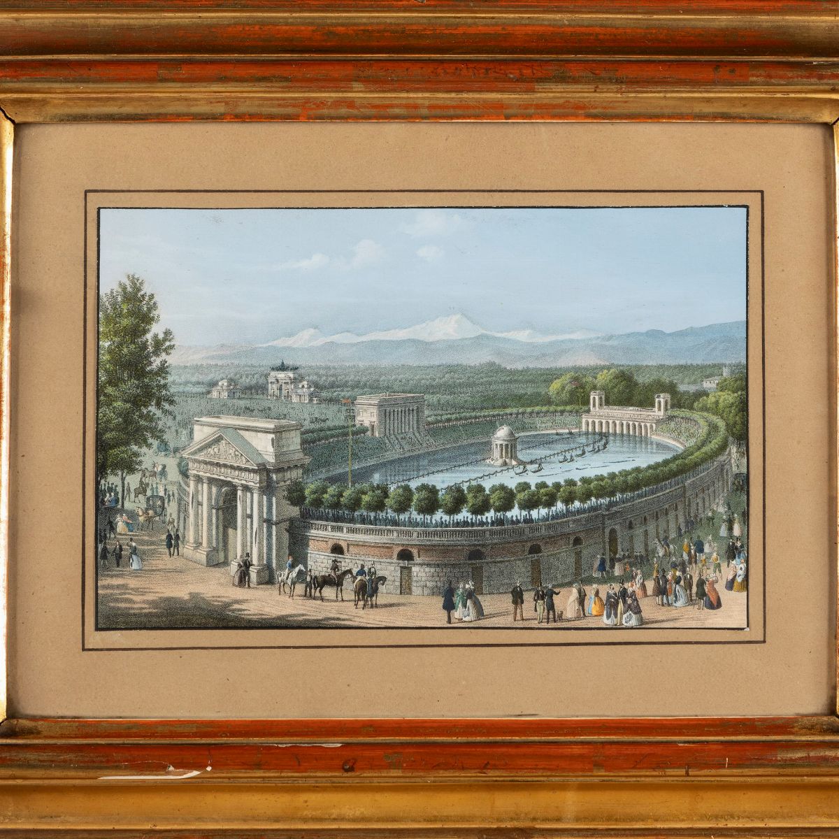Stampa Acquerellata a Mano, su Disegno di Federico Lose (dresda 1776-milano 1833), Raffigurante L...