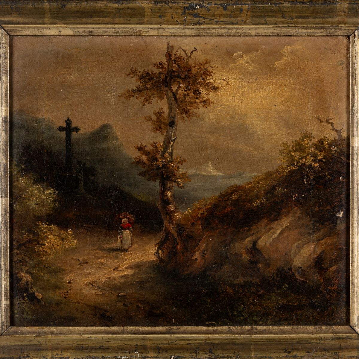 Attribuito a Massimo D'azeglio (torino 1798-1866) - Paesaggio con Contadina