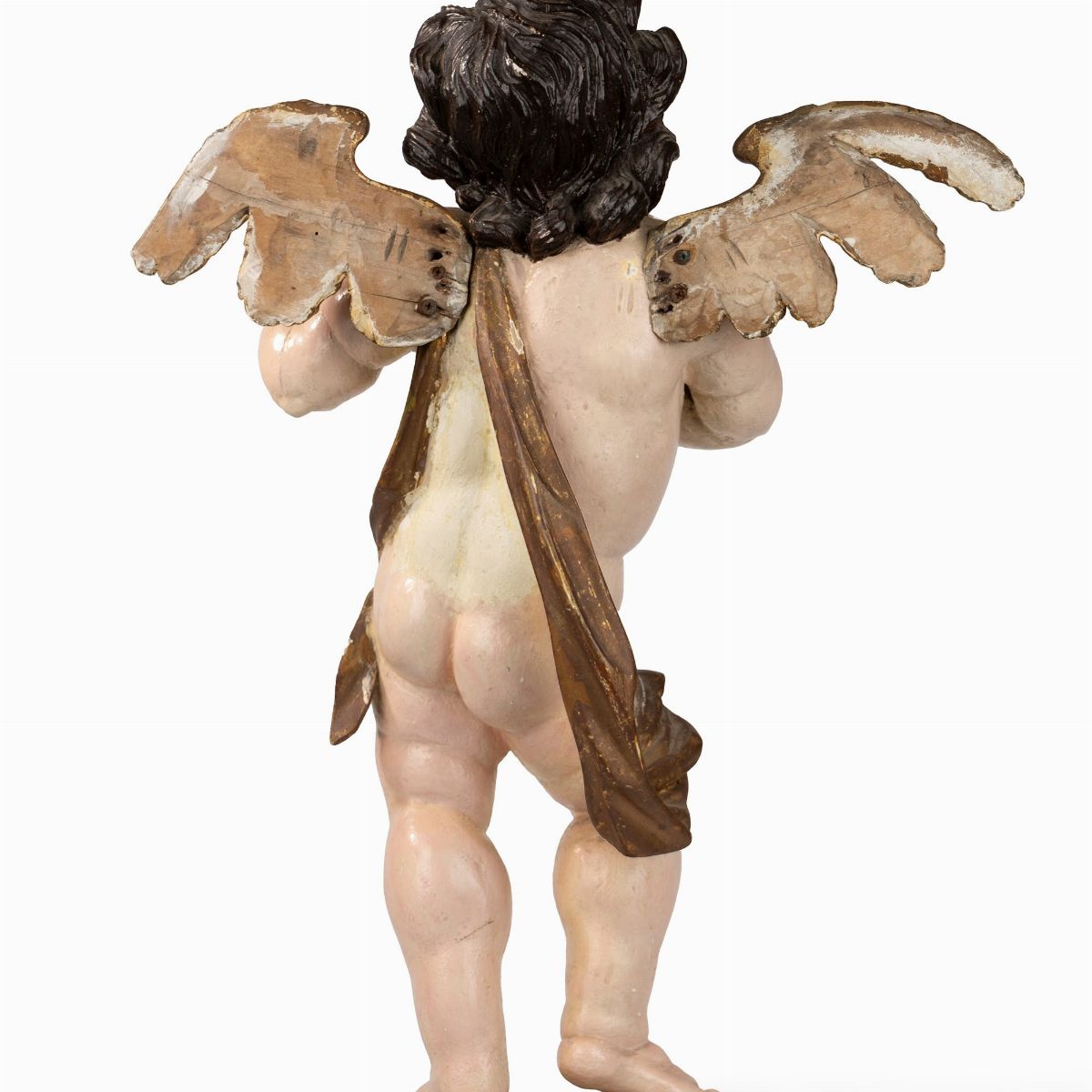 Coppia di Putti in Legno Scolpito e Laccato