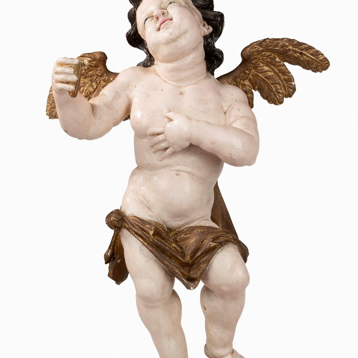 Coppia di Putti in Legno Scolpito e Laccato