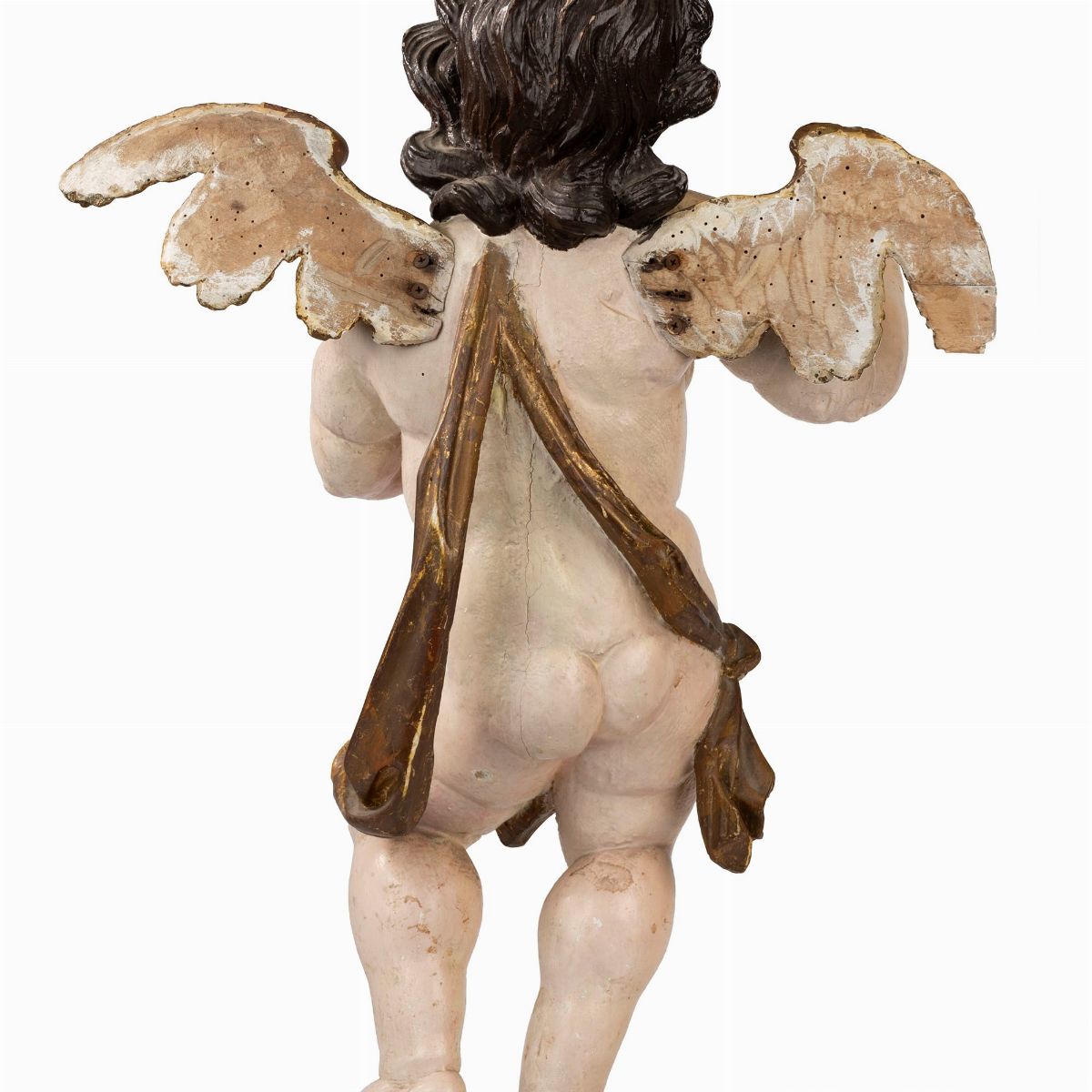 Coppia di Putti in Legno Scolpito e Laccato