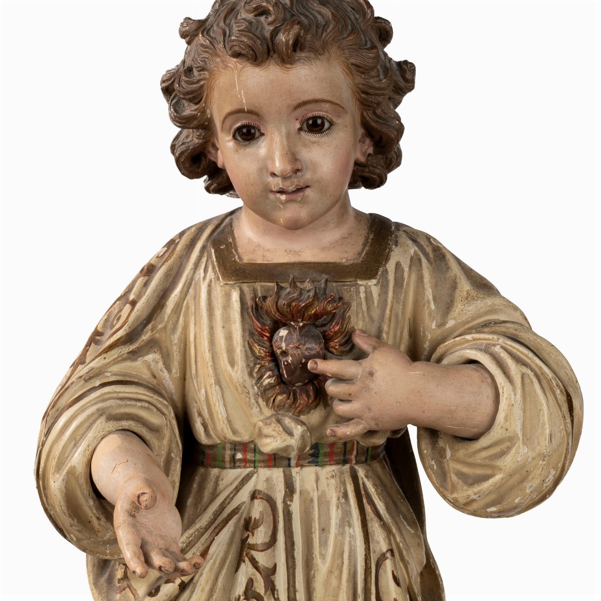 Gesù Bambino in Legno Scolpito e Laccato, Secolo XIX