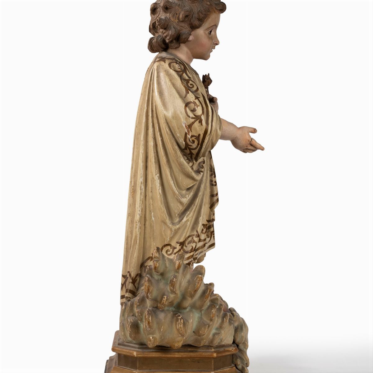 Gesù Bambino in Legno Scolpito e Laccato, Secolo XIX