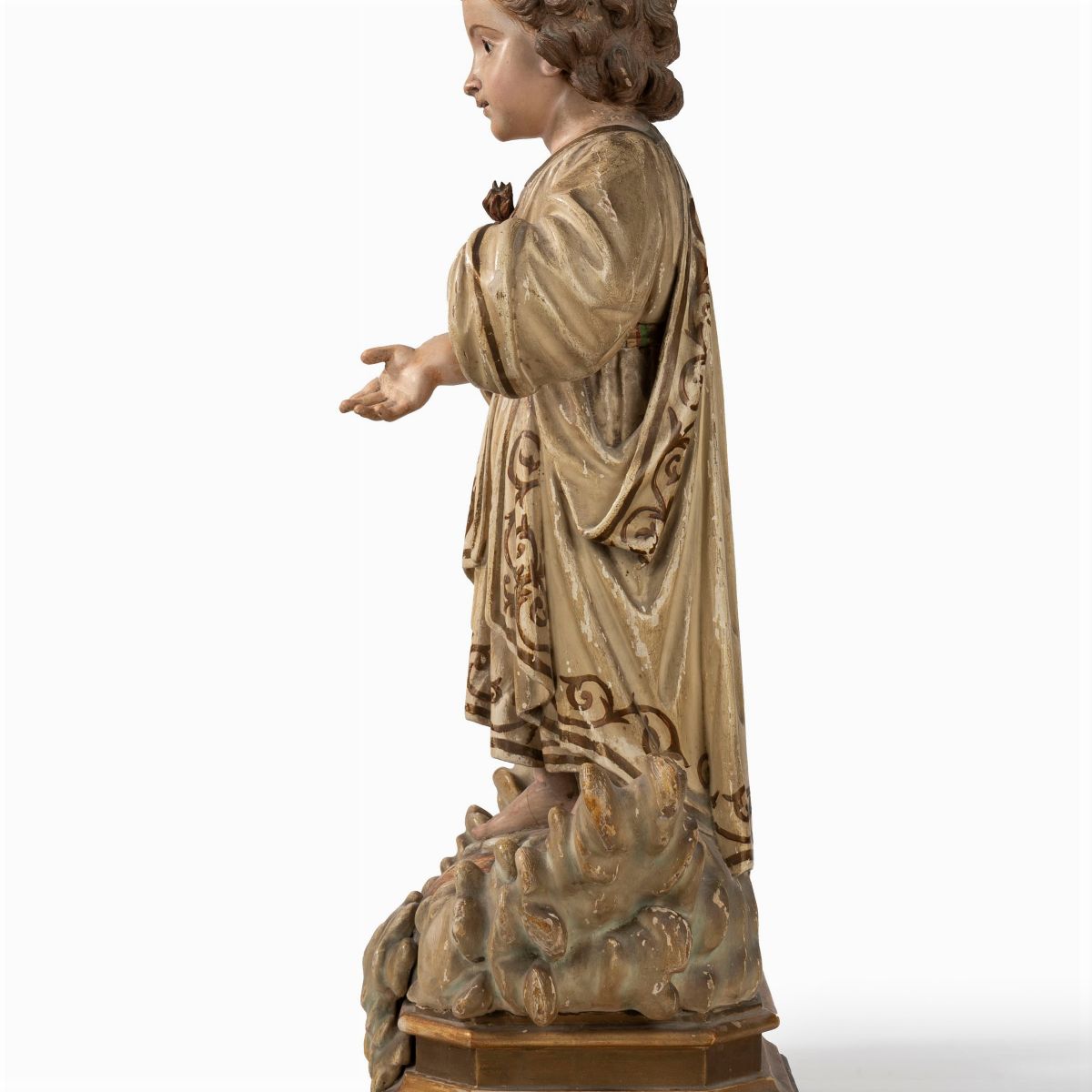 Gesù Bambino in Legno Scolpito e Laccato, Secolo XIX